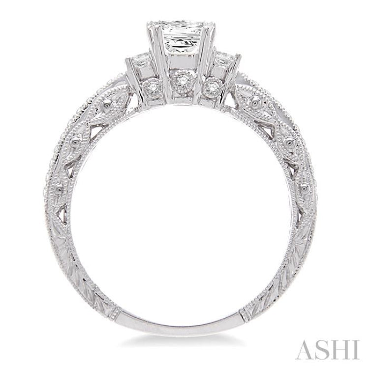 Princess Shape Past Present & Future Semi-Mount Diamond Engagement Ring