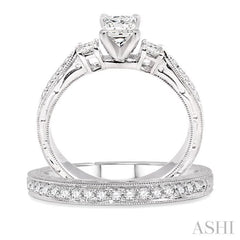 Princess Shape Past Present & Future Diamond Wedding Set