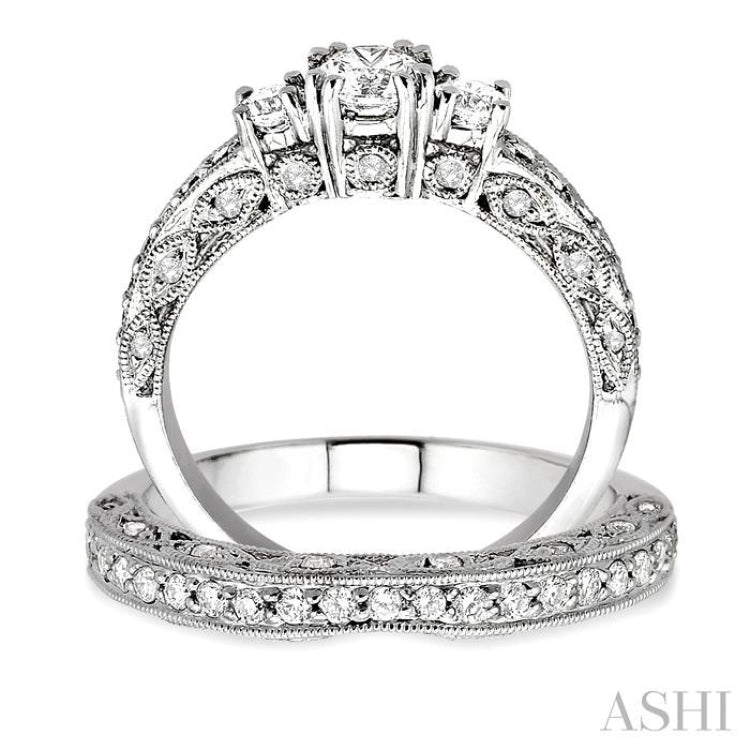 Round Shape Past Present & Future Diamond Wedding Set