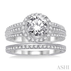 Round Shape Halo Diamond Wedding Set