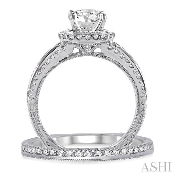 Round Shape Halo Diamond Wedding Set