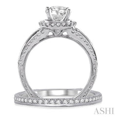 Round Shape Halo Diamond Wedding Set