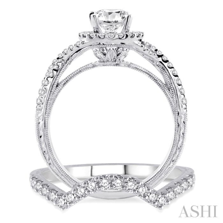 Round Shape Halo Diamond Wedding Set