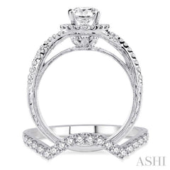 Round Shape Halo Diamond Wedding Set