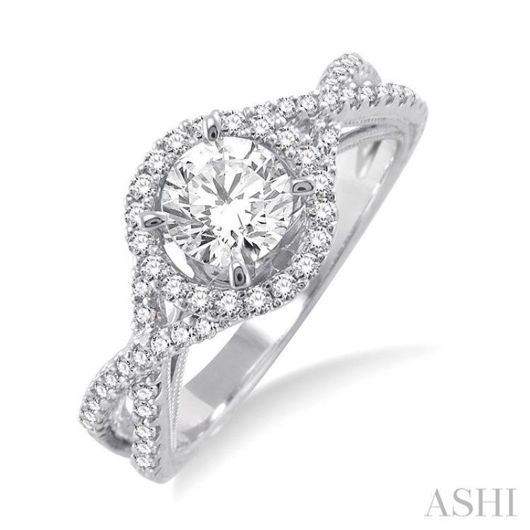 Round Shape Halo Diamond Engagement Ring