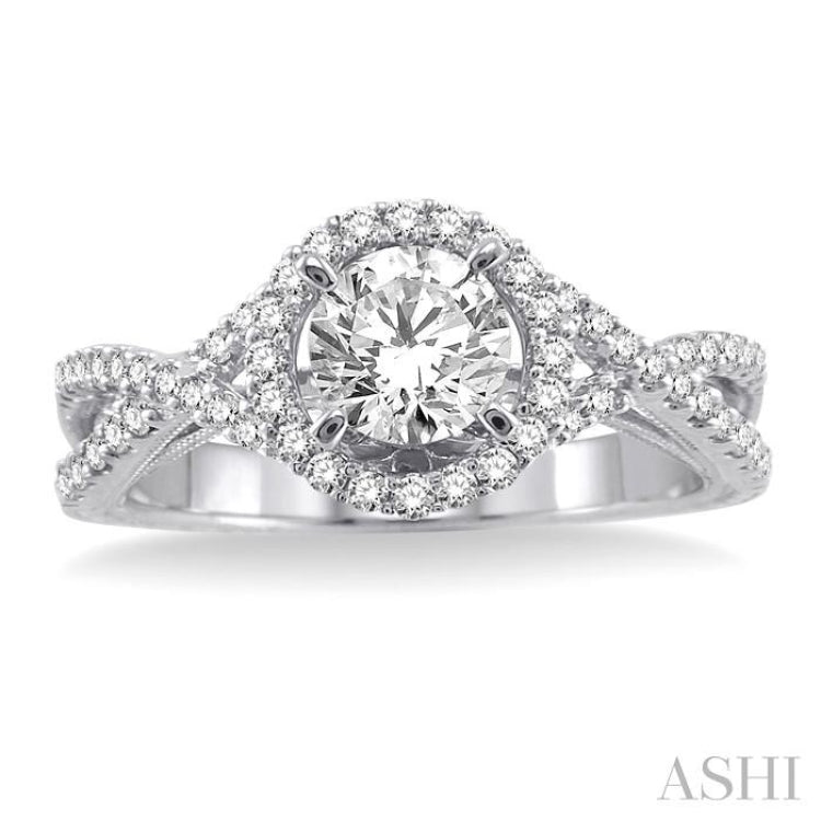 Round Shape Halo Diamond Engagement Ring