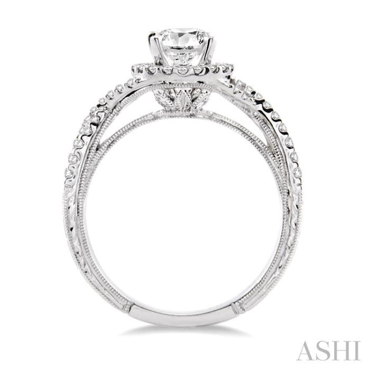 Round Shape Halo Diamond Engagement Ring