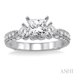 Princess Shape Past Present & Future Diamond Engagement Ring