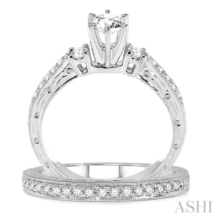 Round Shape Past Present & Future Diamond Wedding Set