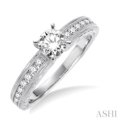 Round Shape Semi-Mount Diamond Engagement Ring