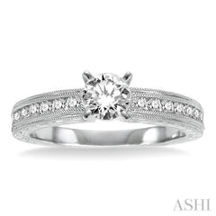 Round Shape Semi-Mount Diamond Engagement Ring