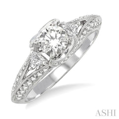 Round Shape Semi-Mount Diamond Engagement Ring