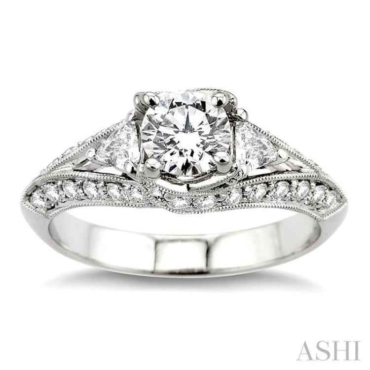 Round Shape Semi-Mount Diamond Engagement Ring