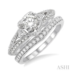 Round Shape Diamond Wedding Set