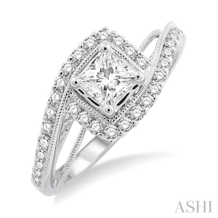 Princess Shape Semi-Mount Diamond Engagement Ring