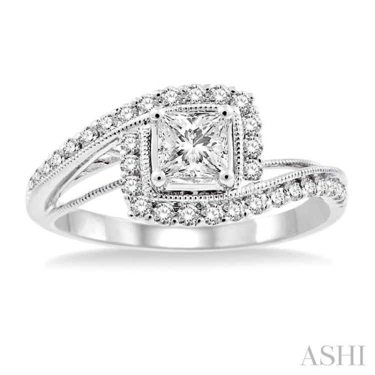 Princess Shape Semi-Mount Diamond Engagement Ring