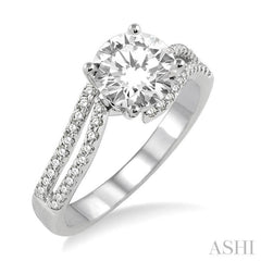 Round Shape Semi-Mount Diamond Engagement Ring