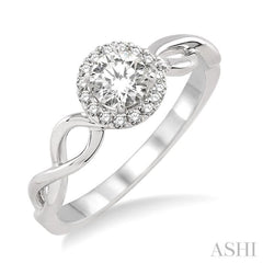 Round Shape Semi-Mount Halo Diamond Engagement Ring