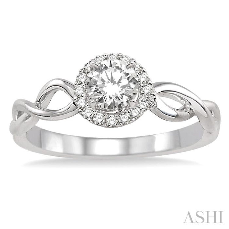 Round Shape Semi-Mount Halo Diamond Engagement Ring