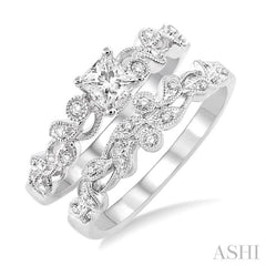 Princess Shape Diamond Wedding Set