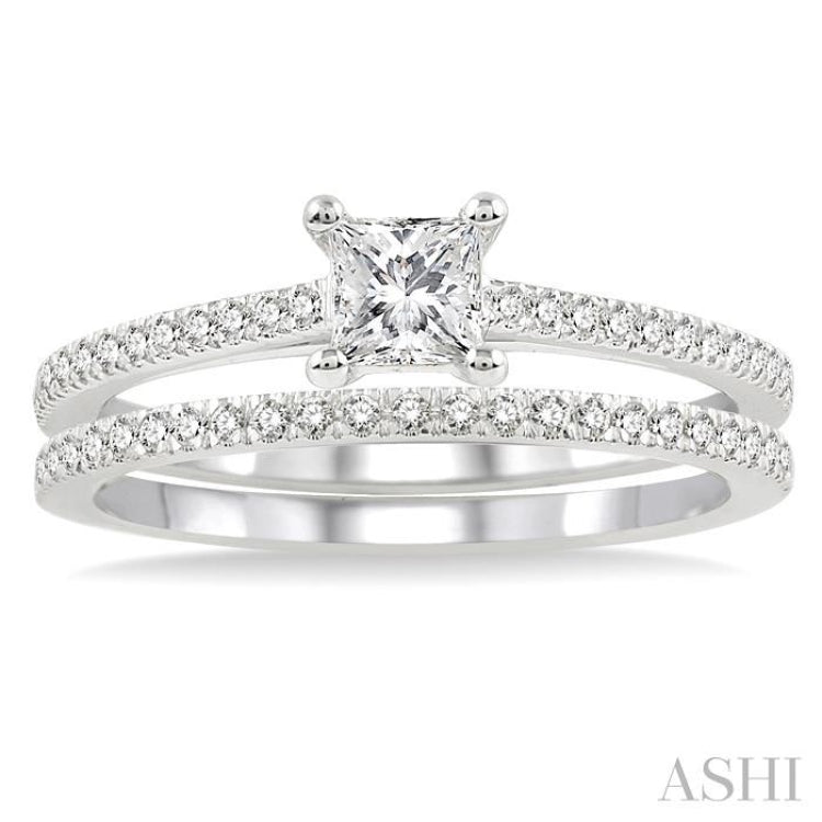 Princess Shape Diamond Wedding Set