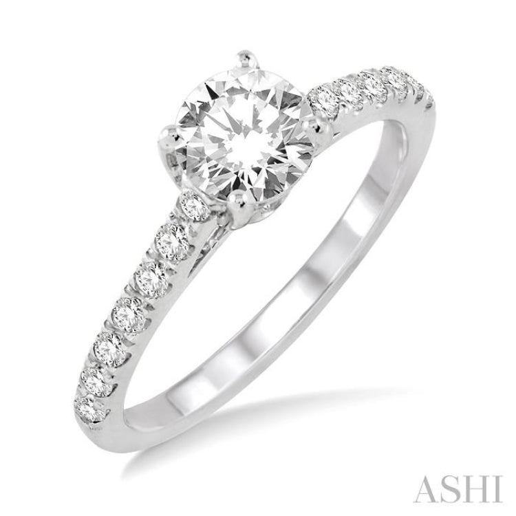 Round Shape Semi-Mount Diamond Engagement Ring