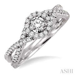 Round Shape Semi-Mount Halo Diamond Engagement Ring