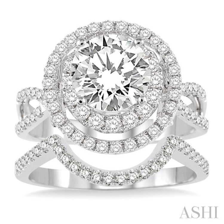 Round Shape Halo Diamond Wedding Set