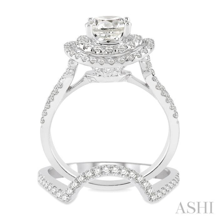 Round Shape Halo Diamond Wedding Set