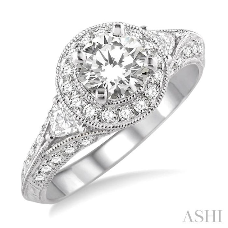 Round Shape Halo Diamond Engagement Ring