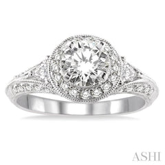 Round Shape Halo Diamond Engagement Ring