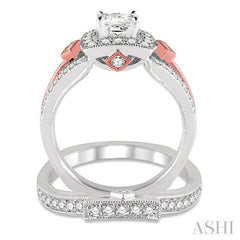 Princess Shape Halo Diamond Wedding Set