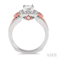 Princess Shape Halo Diamond Engagement Ring