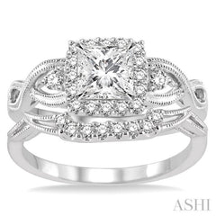 Princess Shape Halo Diamond Wedding Set