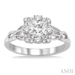 Princess Shape Halo Diamond Engagement Ring