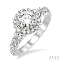 Round Shape Halo Diamond Engagement Ring