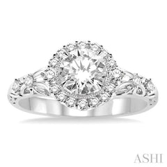 Round Shape Halo Diamond Engagement Ring