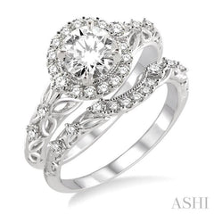 Round Shape Halo Diamond Wedding Set