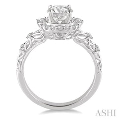 Round Shape Semi-Mount Halo Diamond Engagement Ring