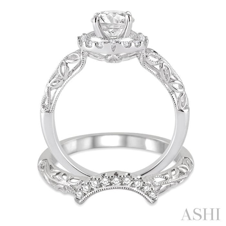 Round Shape Halo Diamond Wedding Set