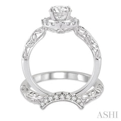 Round Shape Halo Diamond Wedding Set