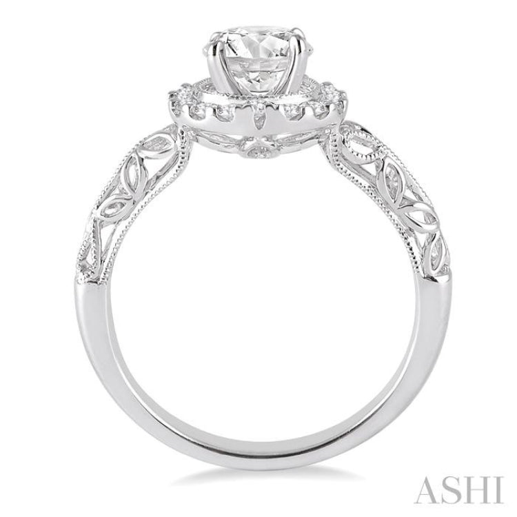 Round Shape Semi-Mount Halo Diamond Engagement Ring