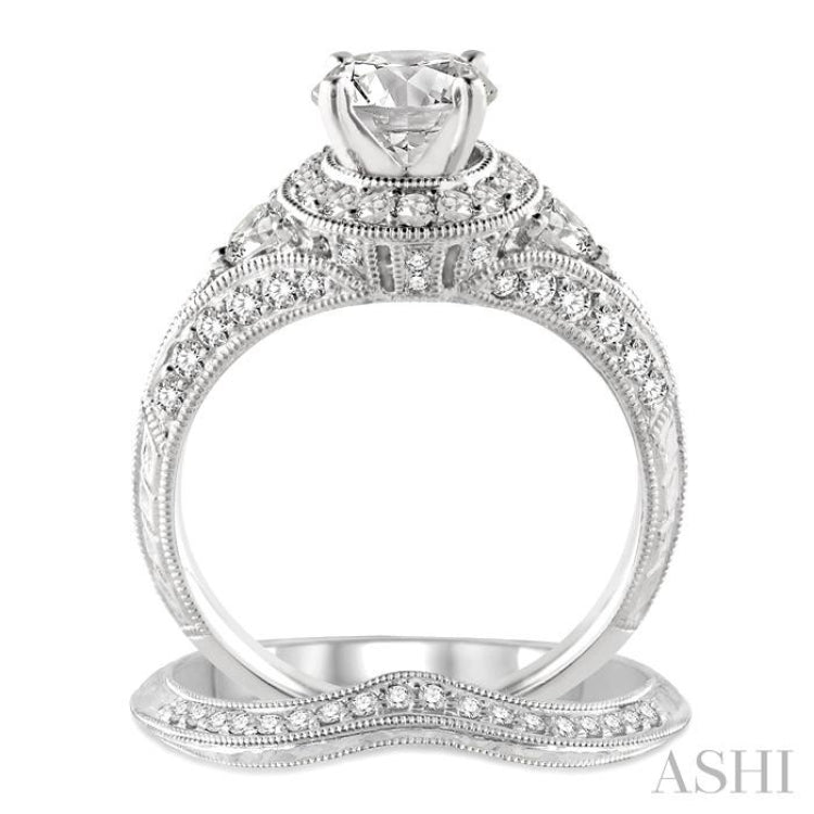 Round Shape Halo Diamond Wedding Set