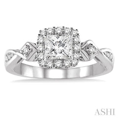 Princess Shape Halo Diamond Engagement Ring