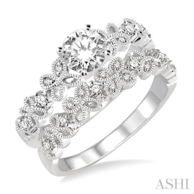 Round Shape Diamond Wedding Set