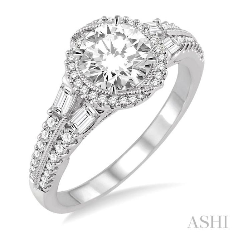 Round Shape Halo Diamond Engagement Ring