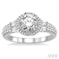 Round Shape Halo Diamond Engagement Ring