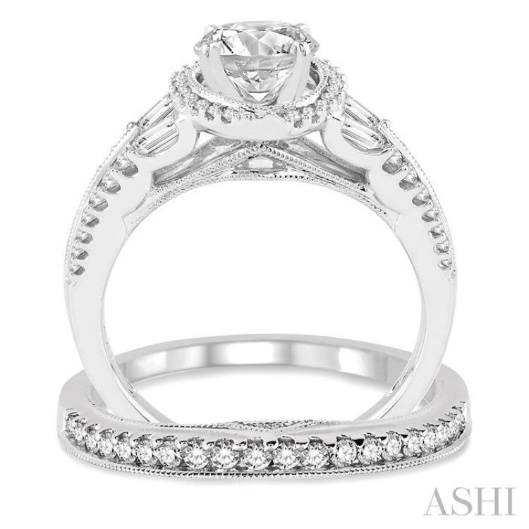 Round Shape Halo Diamond Wedding Set