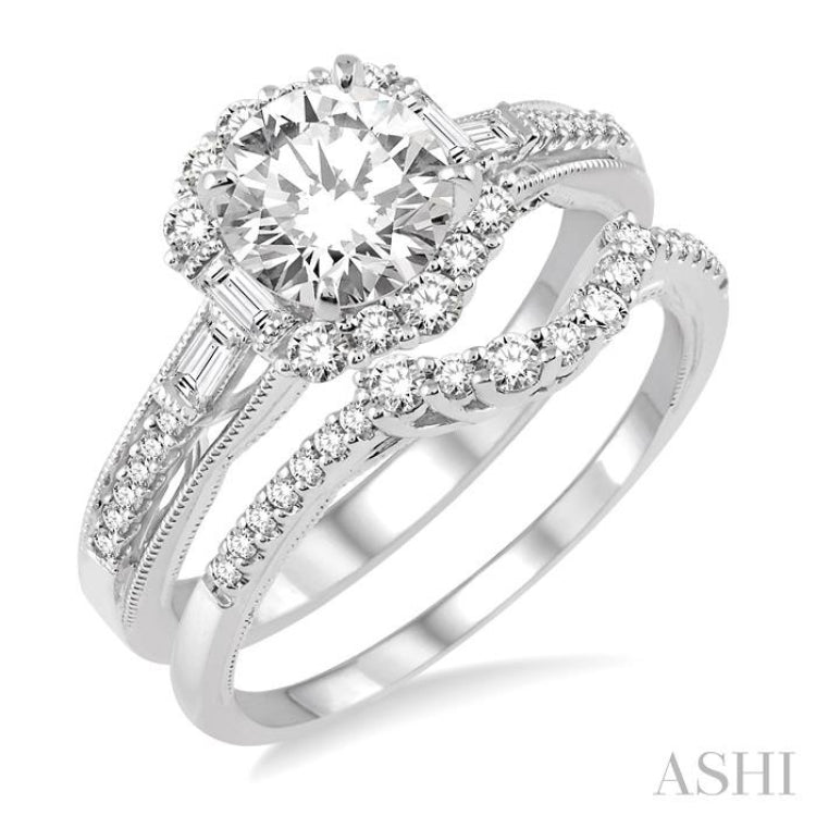 Round Shape Halo Diamond Wedding Set