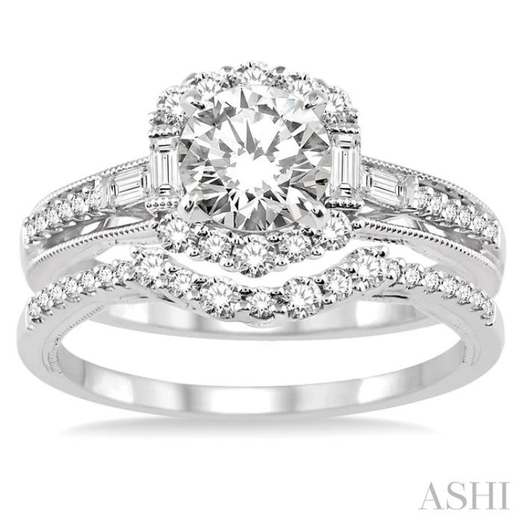 Round Shape Halo Diamond Wedding Set